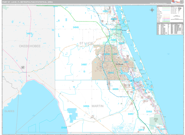 Port St. Lucie Metro Area Wall Map